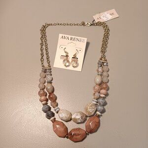 Ava Renee women's matching set multi-color multi-layer necklace & earrings - NWT